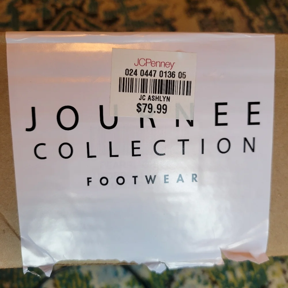 NIB Journee Collection Footwear Plaid Strappy Bohemian Open Toe Heels, Size  7.5